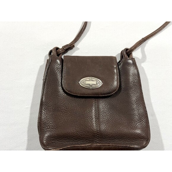 Vtg Fossil Brown Pebble Grain Leather Crossbody Purse Bag Boho Hobo Cottagecore - Picture 2 of 9